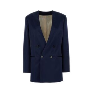 Alberta Ferretti Women Navy Blue Satin Blazer